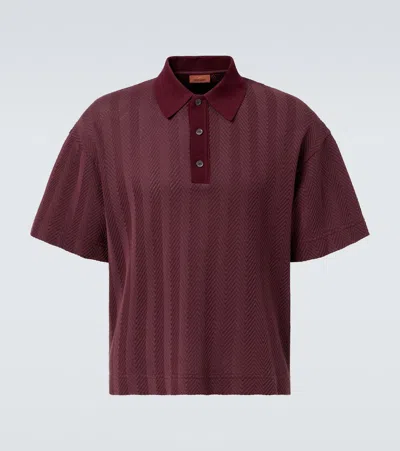 Missoni Zigzag Cotton-blend Polo Shirt In Burgundy