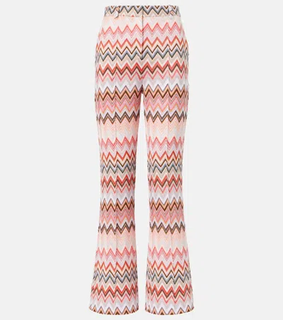 Missoni Zigzag Cotton-blend Straight Pants In Neutrals