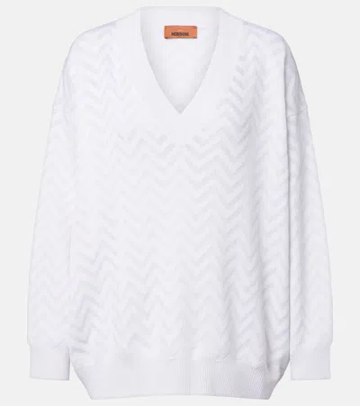 Missoni Zigzag Cotton-blend Sweater In White