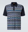 Missoni Short Sleeve Polo With Geometric Zigzag Pattern In Blue