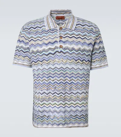 Missoni Zigzag Cotton Polo Shirt In Blue