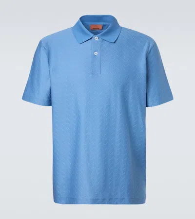 Missoni Zigzag Cotton Polo Shirt In Blue