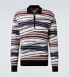Missoni Long Sleeve Polo With Zip And Striped Zigzag Pattern In Multi