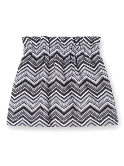 Missoni Kids' Zigzag Cotton Skirt In Black