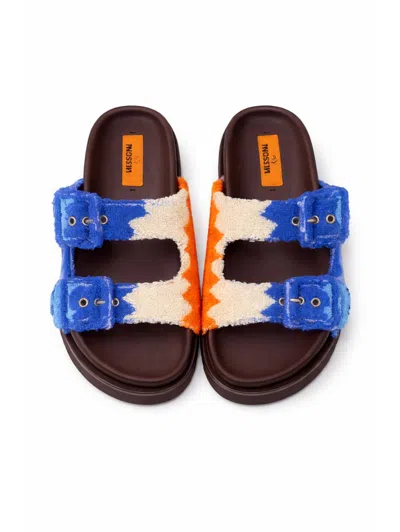 Missoni Zigzag Cotton Terry Sandals In Multi