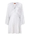 Missoni Viscose Zig Zag Lamé Cover-up Dress With Wide Sleeves In White