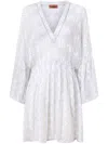 Missoni Viscose Zig Zag Lamé Cover-up Dress With Wide Sleeves In White