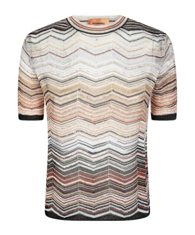 Missoni Zigzag Crewneck Short-sleeved Jumper In Multi