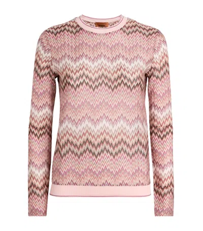 Missoni Zigzag Crew-neck Sweater In Pink