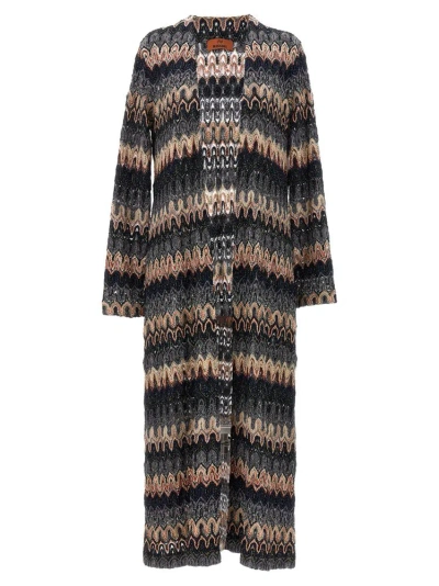 Missoni Zigzag Metallic Long Cardigan In Multi