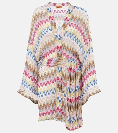 Missoni Zigzag Crochet Wrap Cardigan In Multicolor