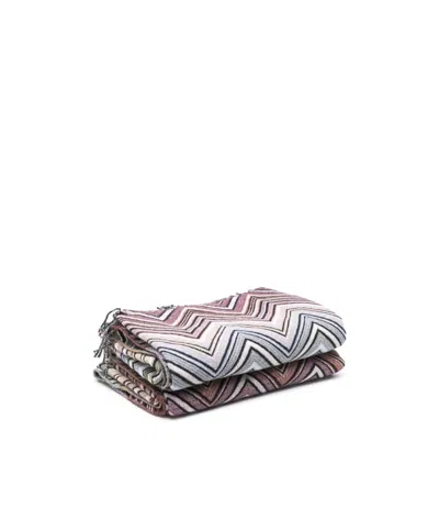 Missoni Zigzag-design Blanket In Gray