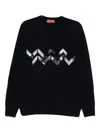 Missoni Crew Neck Sweater With Zigzag Detail In Blue