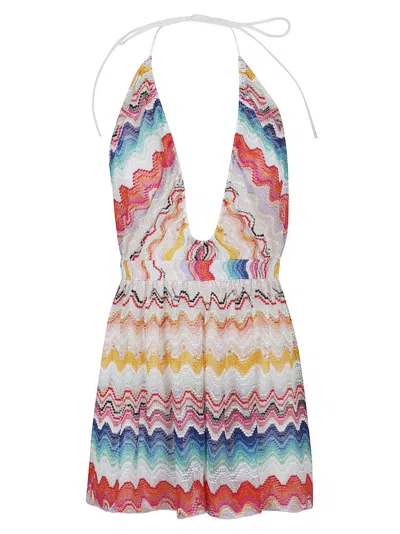 Missoni Zigzag-woven Open-back Playsuit In White
