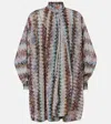 Missoni Zigzag Pattern Long Sleeve High Neck Dress In Multicoloured