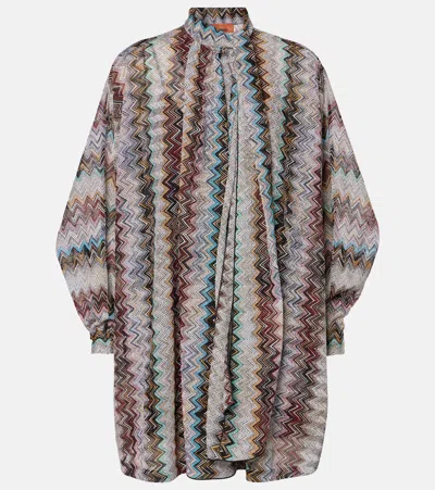 MISSONI ZIGZAG DRAPED LAMÉ MINIDRESS
