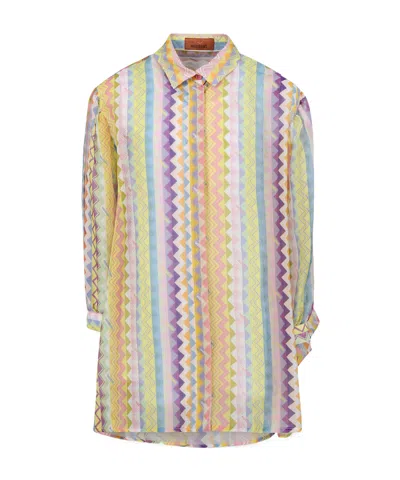 Missoni Multicolor Dress For Girl With Chevron Motif