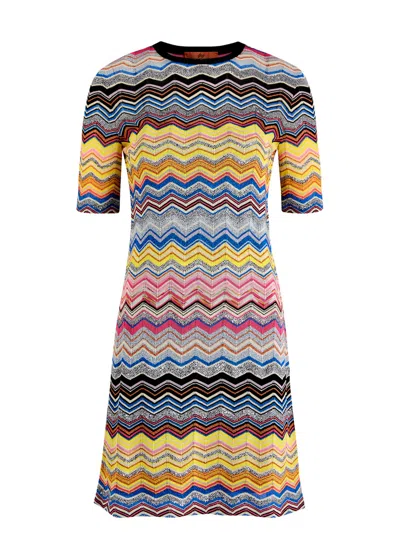 Missoni Zigzag Embellished Knitted Mini Dress In Multicoloured | ModeSens