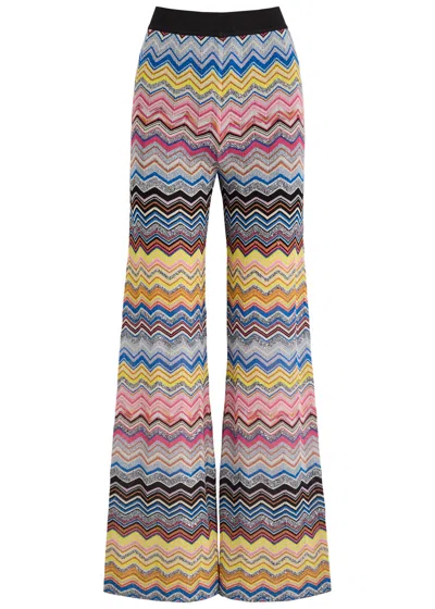 Missoni Zigzag Embellished Metallic Knitted Trousers In Multicoloured
