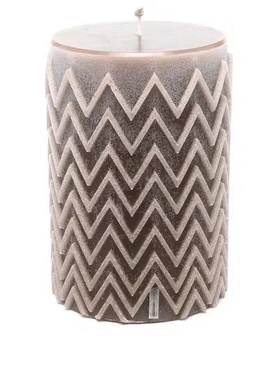 Missoni Zigzag-embossed Candle In Brown