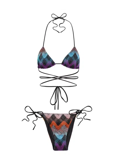 Missoni Zigzag Fine-knit Triangle Bikini In Multi