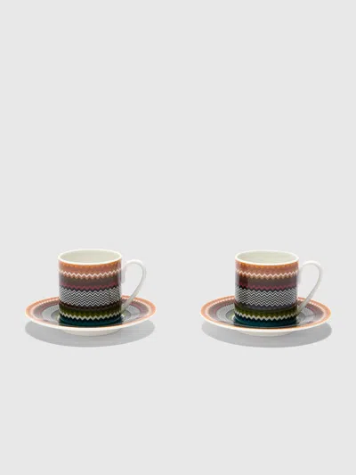 Missoni Zigzag Foliage Set Of 2 Coffee Cups & Saucers In Multi
