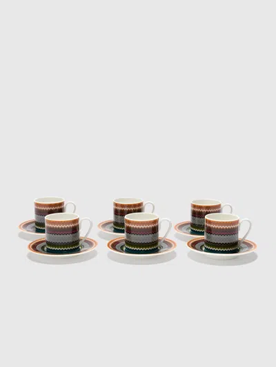 Missoni Zigzag Foliage Set Of 6 Coffee Cups & Saucers In Multi
