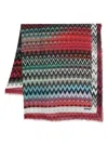 Missoni Zigzag Frayed-edge Scarf In Red