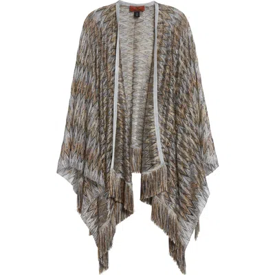 Missoni Zigzag Fringe Cape In Blue