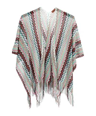 Missoni Zigzag Fringed Poncho In Multi