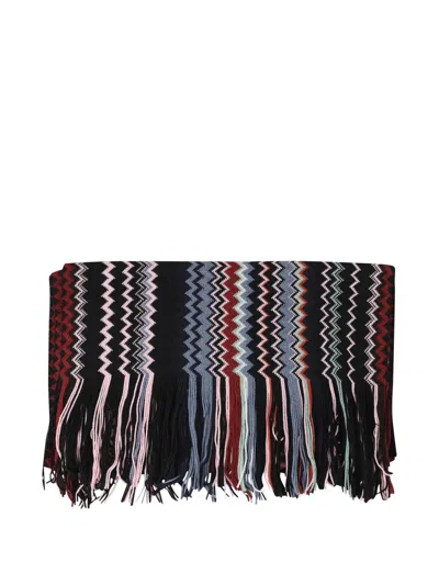 Missoni Zigzag Fringed Scarf In Black