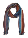 Missoni Multicolor Scarf With Zigzag Motif And Fringed Hem In Wool Blend Man In Multi