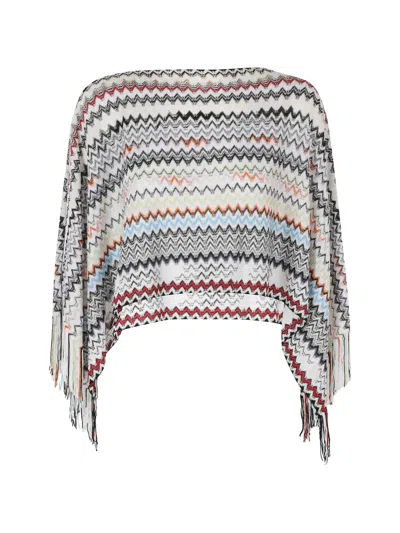 Missoni Zigzag Fringe-trim Poncho In Multi