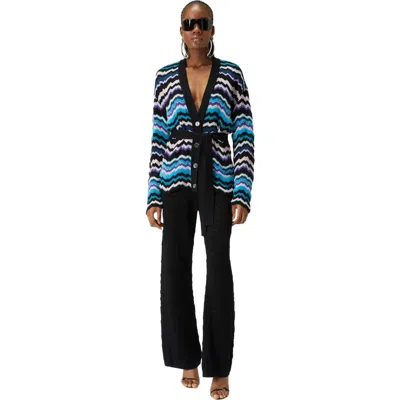 Missoni Zigzag Greek Pattern Cardigan And Belt In Multicoloured