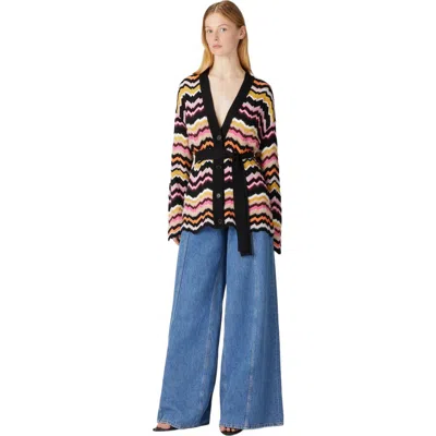 Missoni Zigzag Greek Pattern Cardigan And Belt In Multicoloured 2