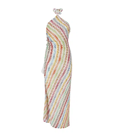 Missoni Zigzag Halterneck Beach Dress In Gray