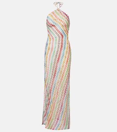 Missoni Zigzag Halterneck Lamé Maxi Dress In Multi