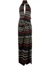 Missoni Zigzag Halterneck Maxi Dress In Black