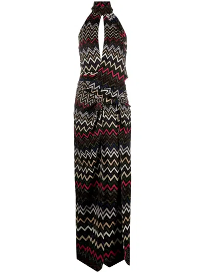 Missoni Zigzag Halterneck Maxi Dress In Black