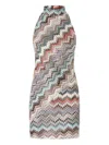 Missoni Mini Dress With Halter Neckline And Raschel Detailing In Multi