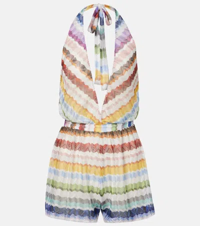 Missoni Zigzag Halterneck Romper In Multi