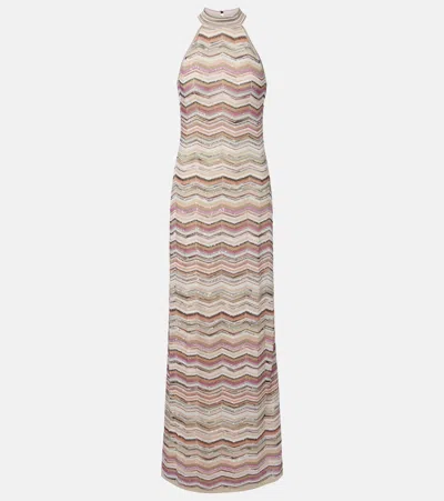Missoni Halterneck Sequined Lamé Maxi Dress In Multi