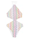 Missoni Zigzag Halterneck Swimsuit In Multi