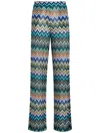 Missoni Straight Pants With Offset Zig Zag In Blue