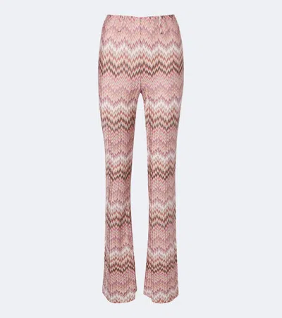 Missoni Zigzag High-rise Flared Pants In Pink