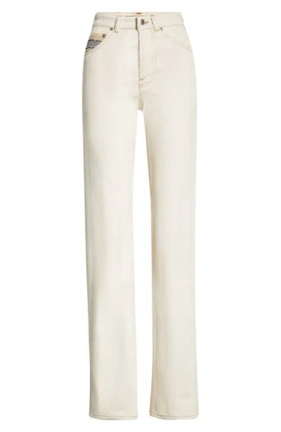Missoni Zigzag Insert Straight Leg Jeans In Beige Denim Multi
