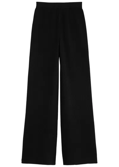 Missoni Zigzag-intarsia Cotton-blend Trousers In Black