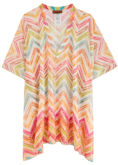 Missoni Zigzag-intarsia Fine-knit Kaftan In Multicoloured