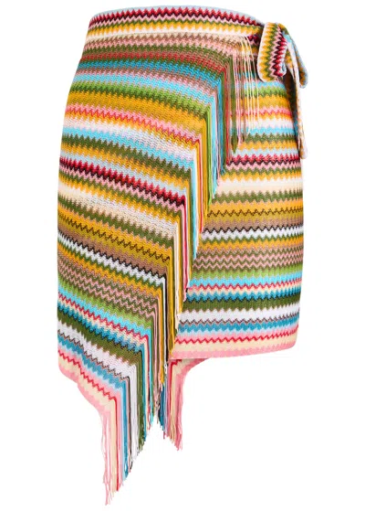 Missoni Zigzag-intarsia Fine-knit Sarong In Multi