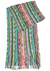 Missoni Zigzag-intarsia Fine-knit Scarf In Blue